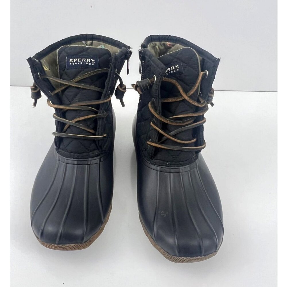 Sperry Saltwater Quilted Duck Boot Black Size 7 M Waterproof Rain Snow